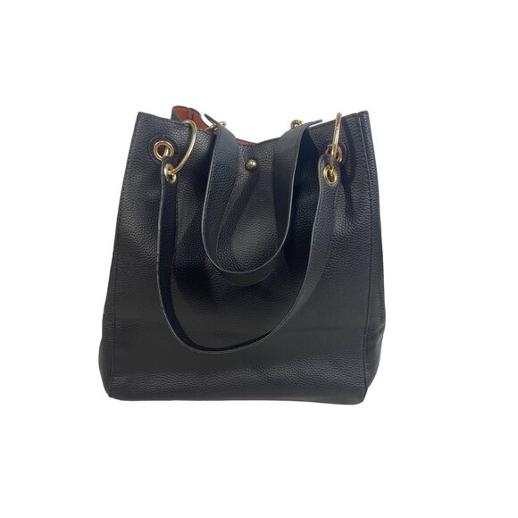 Shein Women’s Faux Leather Black and Brown Tote Shoulder Bag Wallet Bucket Style - Picture 3 of 11